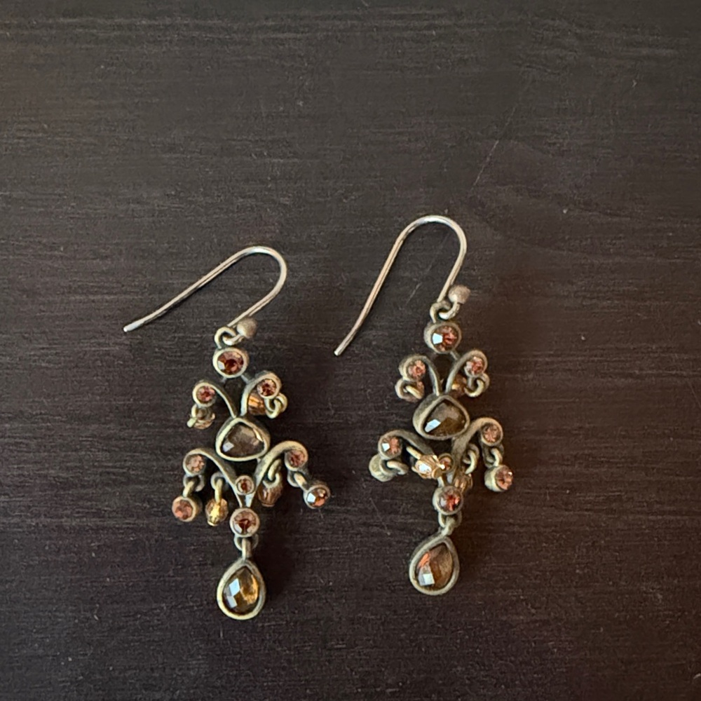 Vintage Chandelier Brown Earrings
